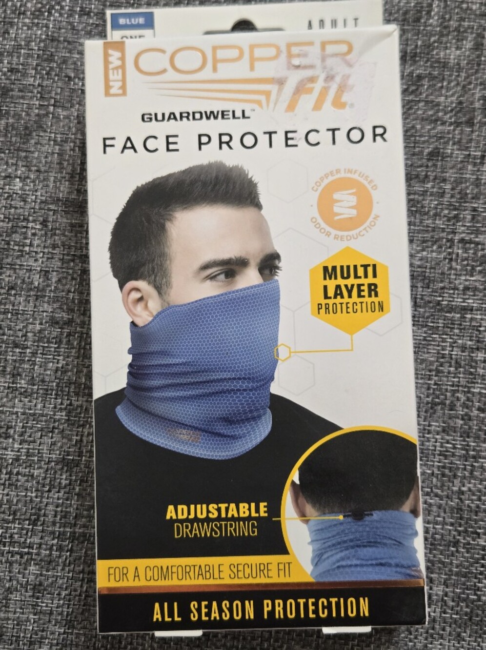 Copper Fit Guardwell Face Protector Neck Gaiter Blue NEW One Size Fits Most